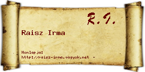 Raisz Irma névjegykártya